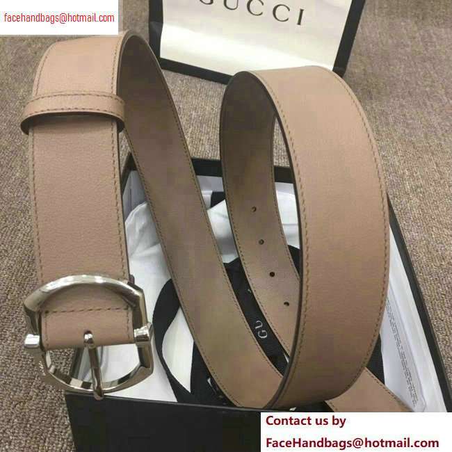 Gucci Width 4cm Leather Belt Nude with Square Buckle