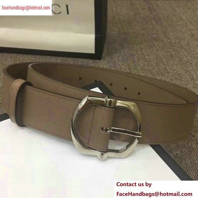 Gucci Width 4cm Leather Belt Nude with Square Buckle