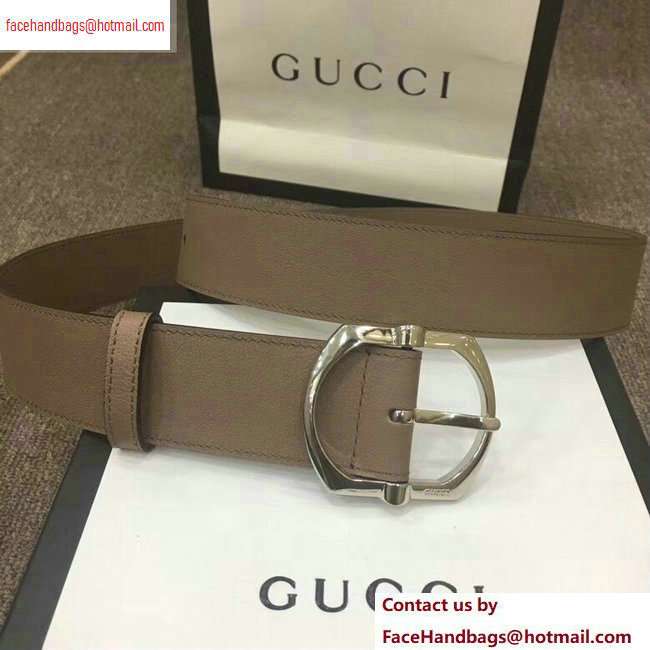 Gucci Width 4cm Leather Belt Nude with Square Buckle