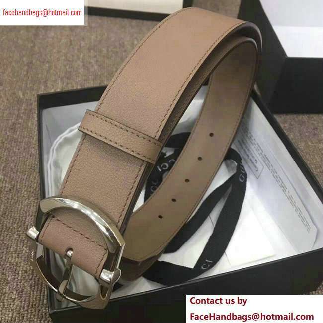 Gucci Width 4cm Leather Belt Nude with Square Buckle