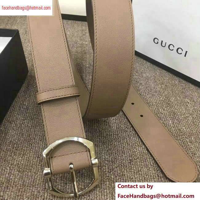 Gucci Width 4cm Leather Belt Nude with Square Buckle