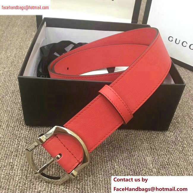 Gucci Width 4cm Leather Belt Red with Square Buckle