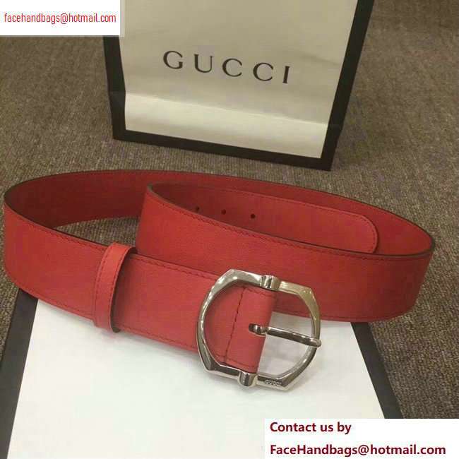 Gucci Width 4cm Leather Belt Red with Square Buckle