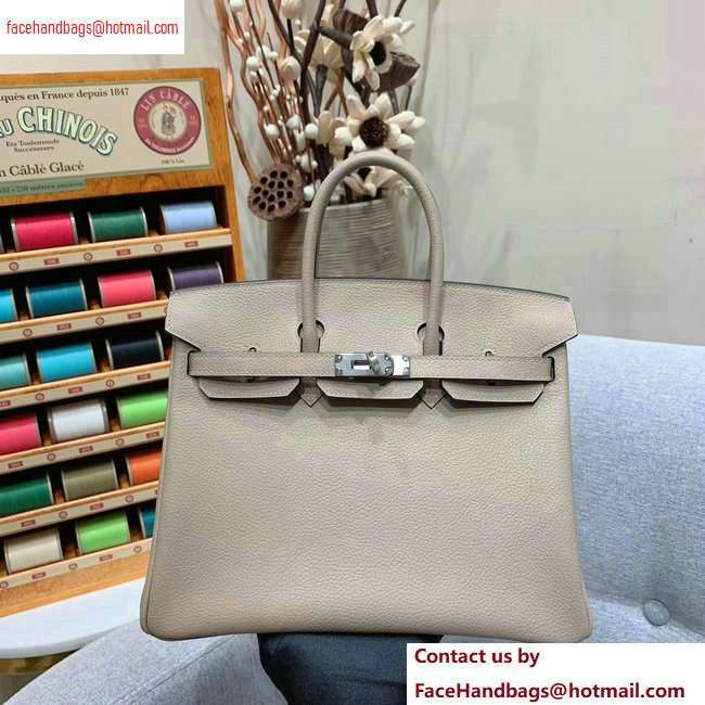 Hermes Birkin 25cm Bag in Original Togo Leather Pale Gray