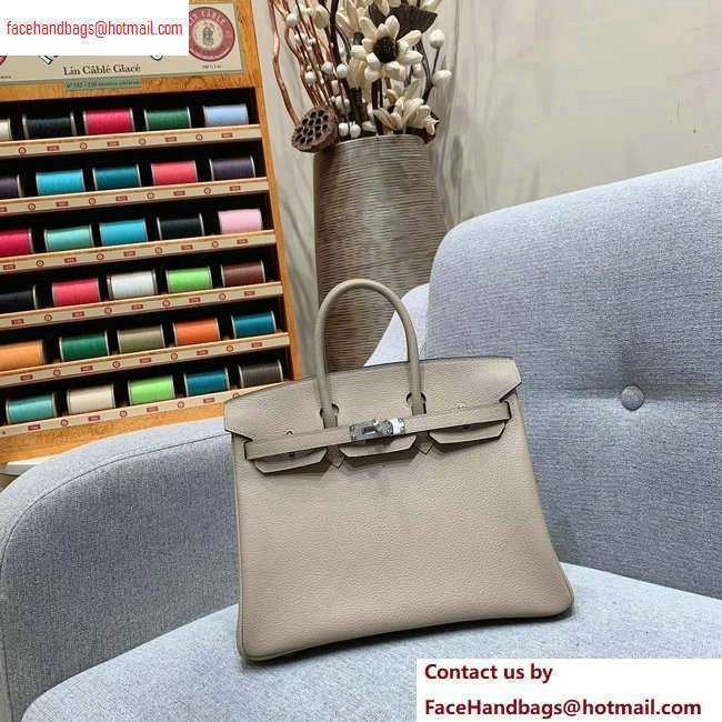 Hermes Birkin 25cm Bag in Original Togo Leather Pale Gray