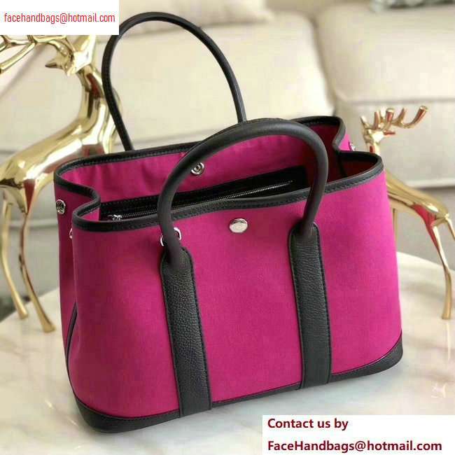 Hermes Canvas Garden Party 30/36 Bag Fuchsia