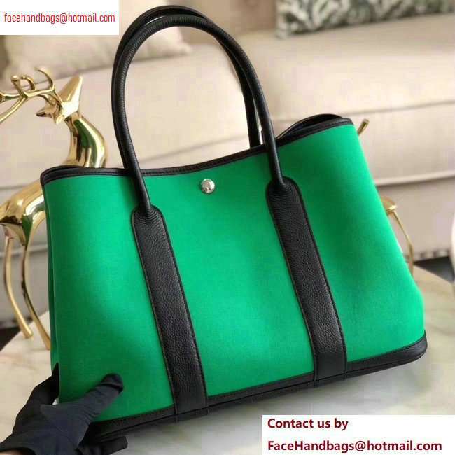 Hermes Canvas Garden Party 30/36 Bag Green