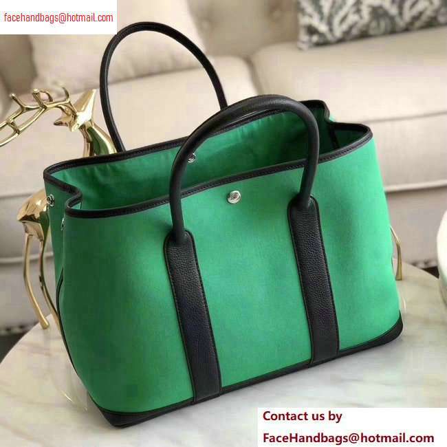 Hermes Canvas Garden Party 30/36 Bag Green