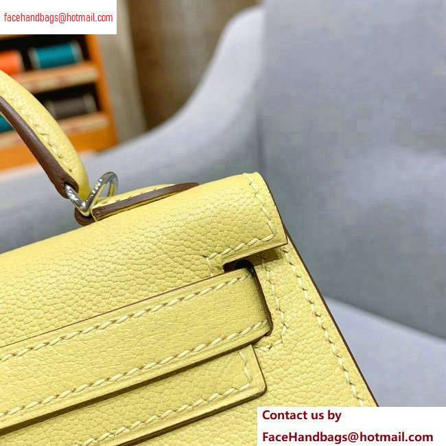 Hermes Mini Kelly II Bag in Original Chevre Leather Light Yellow