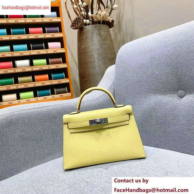 Hermes Mini Kelly II Bag in Original Chevre Leather Light Yellow