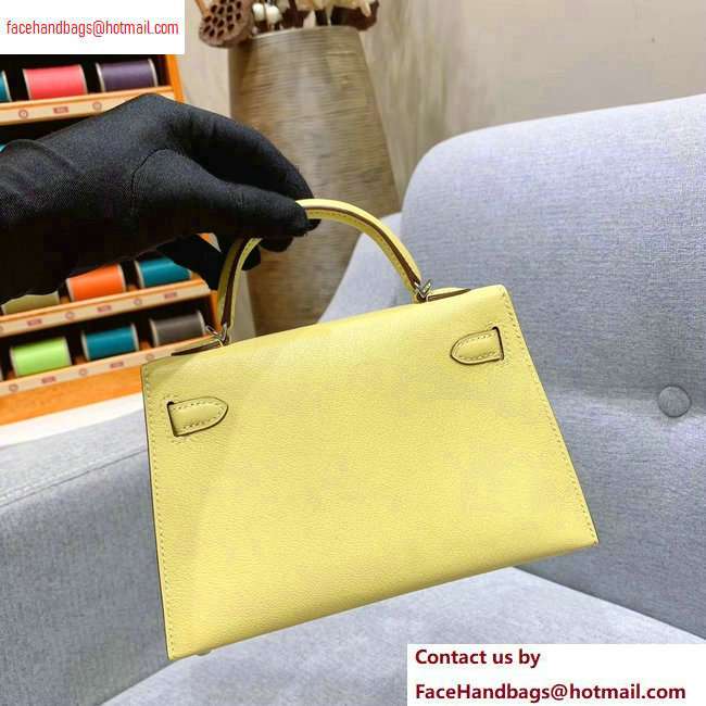 Hermes Mini Kelly II Bag in Original Chevre Leather Light Yellow