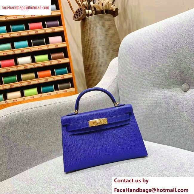 Hermes Mini Kelly II Bag in Original Epsom Leather Blue