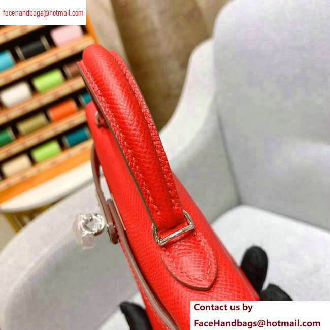 Hermes Mini Kelly II Bag in Original Epsom Leather Cherry Red