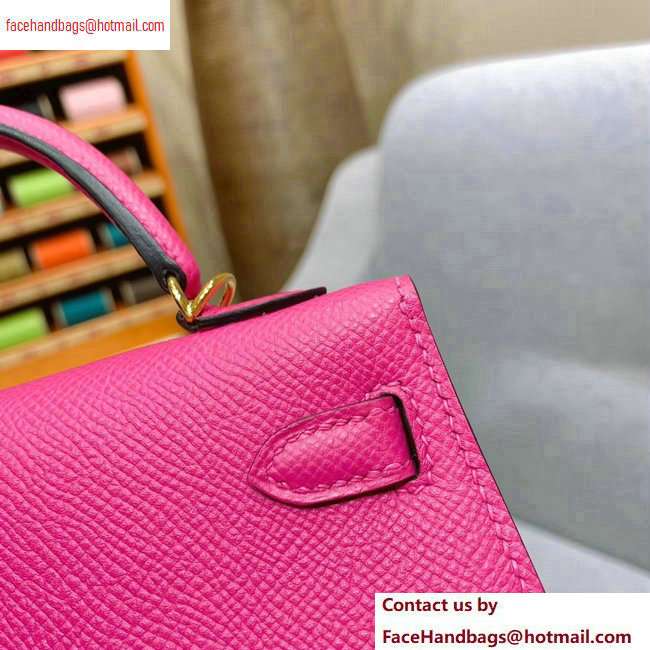 Hermes Mini Kelly II Bag in Original Epsom Leather Dark Pink