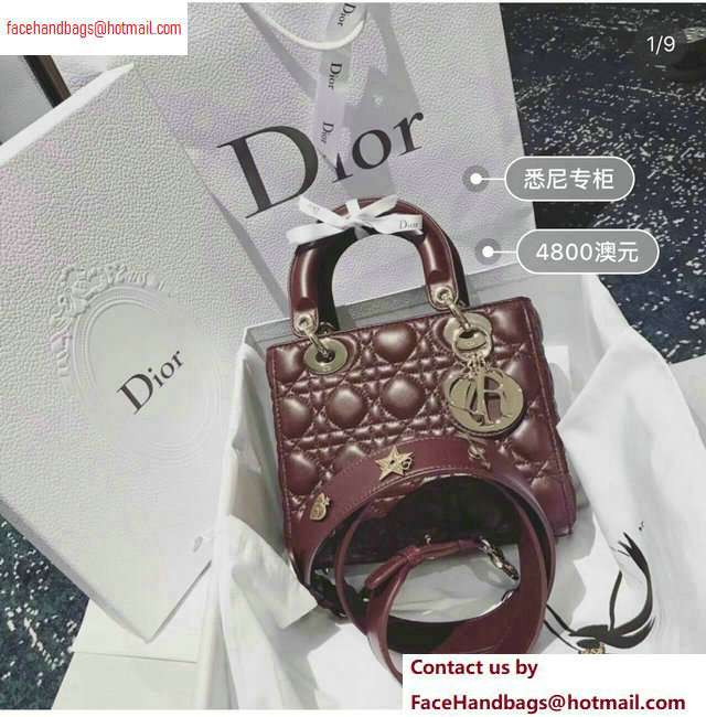 Lady Dior My ABCDior Bag in Cannage with Badges burgundy 2020