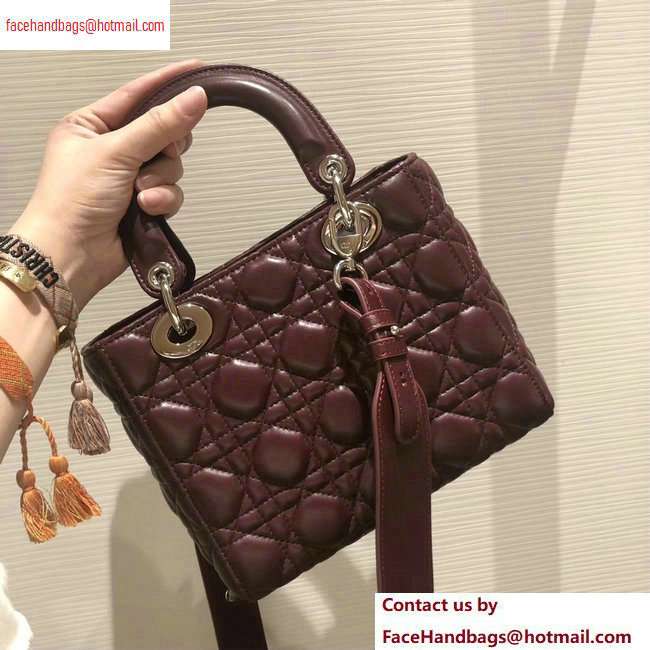 Lady Dior My ABCDior Bag in Cannage with Badges burgundy 2020