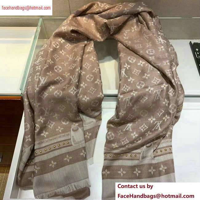 Louis Vuitton Studdy Denim Monogram Shawl Scarf 140x140cm M73699 Beige 2020