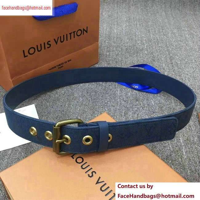 Louis Vuitton Width 3.5cm Monogram Denim Signature Belt Blue 2020