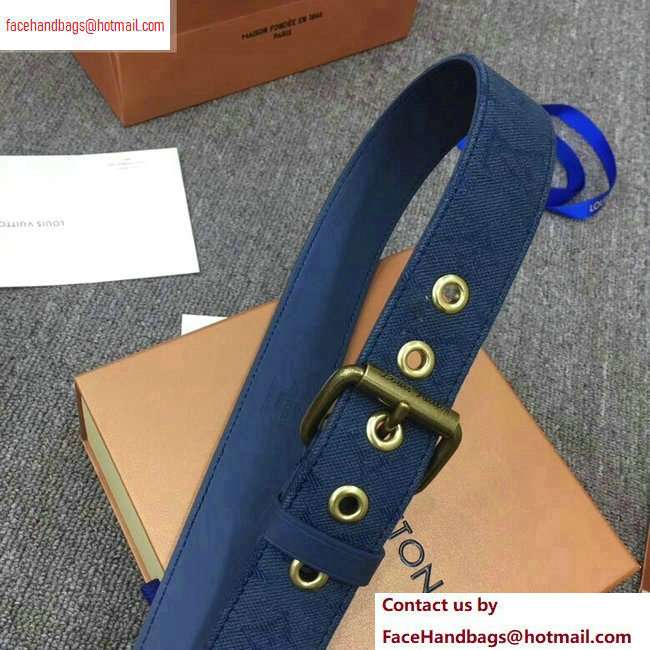 Louis Vuitton Width 3.5cm Monogram Denim Signature Belt Blue 2020