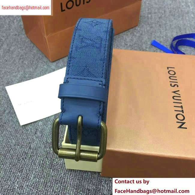 Louis Vuitton Width 3.5cm Monogram Denim Signature Belt Blue 2020