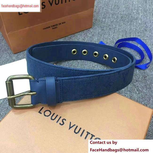 Louis Vuitton Width 3.5cm Monogram Denim Signature Belt Blue 2020