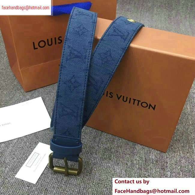 Louis Vuitton Width 3.5cm Monogram Denim Signature Belt Blue 2020