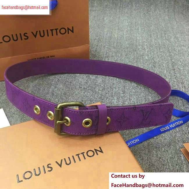 Louis Vuitton Width 3.5cm Monogram Denim Signature Belt Purple 2020