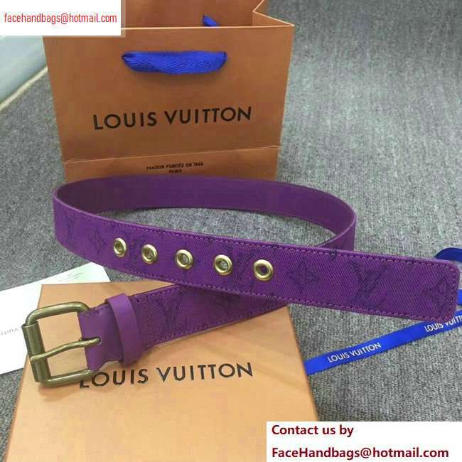 Louis Vuitton Width 3.5cm Monogram Denim Signature Belt Purple 2020