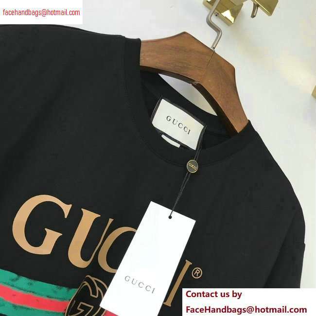 gucci Oversize T-shirt with Gucci logo BLACK