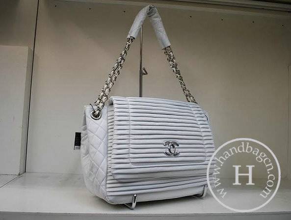 Chanel 35949 Replica Handbag White Lambskin Leather With Silver Hardware