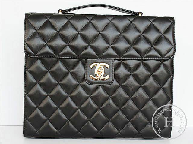 Chanel 46870 replica handbag Classic black lambskin leather with Gold hardware