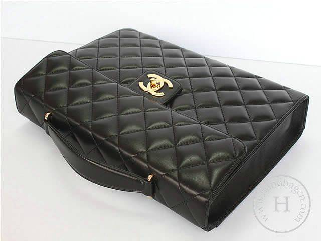 Chanel 46870 replica handbag Classic black lambskin leather with Gold hardware