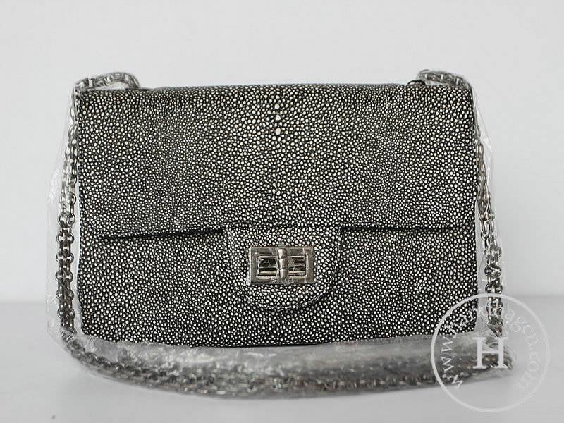 Chanel 47672 Replica Handbag Black Lambskin Leather With Silver Hardware