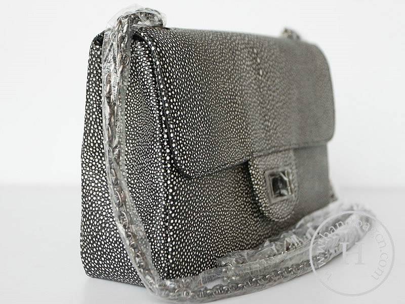 Chanel 47672 Replica Handbag Black Lambskin Leather With Silver Hardware