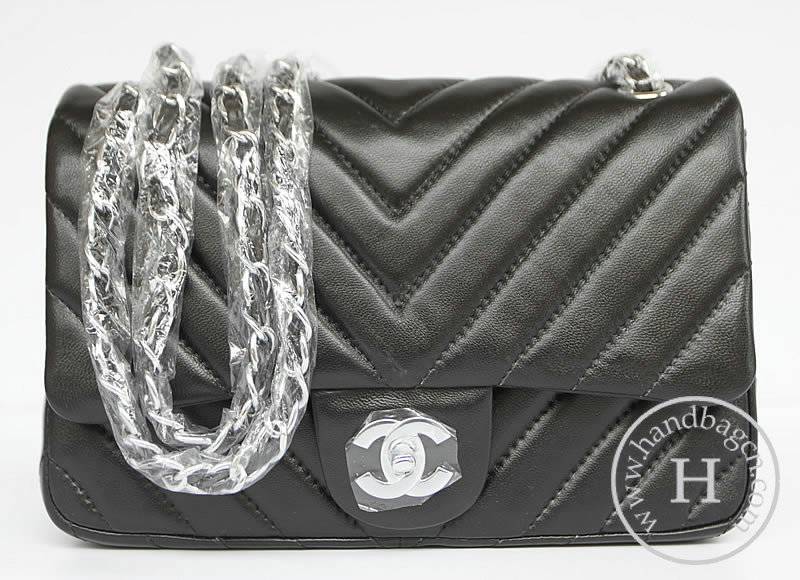 Chanel 48183 Replica Handbag Black Lambskin Leather With Silver Hardware