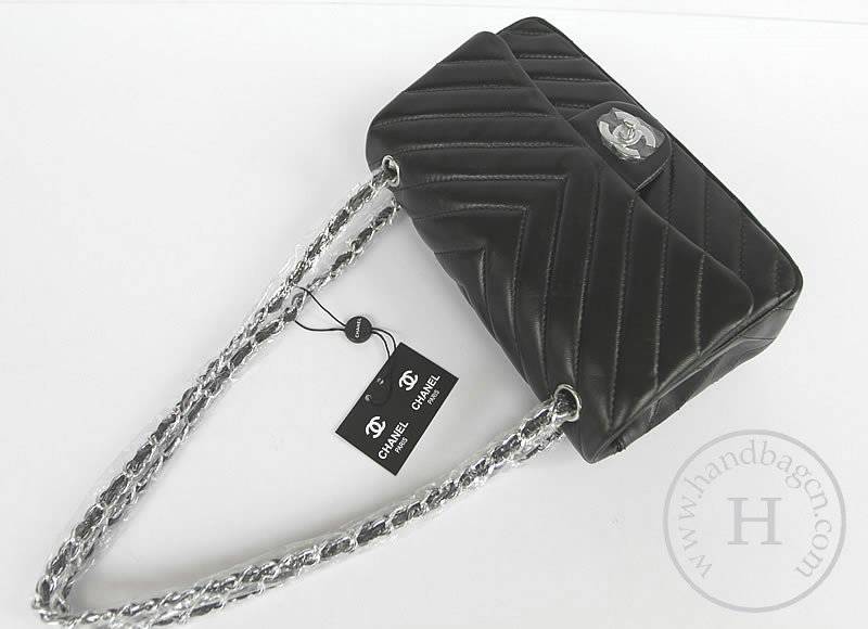 Chanel 48183 Replica Handbag Black Lambskin Leather With Silver Hardware