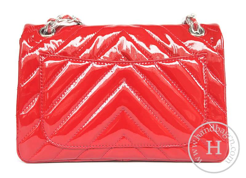 Chanel 48183 Replica Handbag Red Patent Leather With Silver Hardware