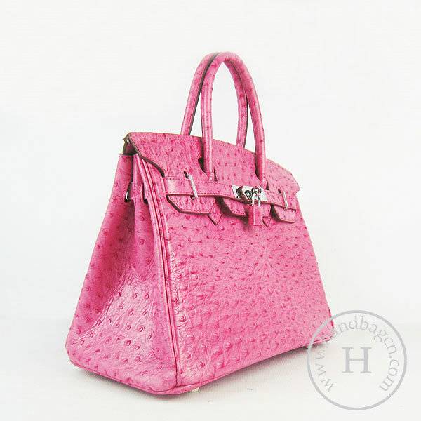 Hermes Birkin 30cm 6088 Rose Red Ostrich Leather With Silver Hardware