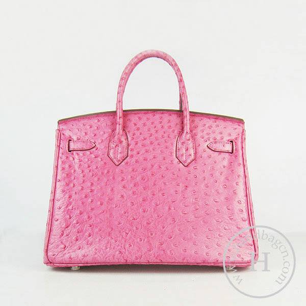 Hermes Birkin 30cm 6088 Rose Red Ostrich Leather With Silver Hardware