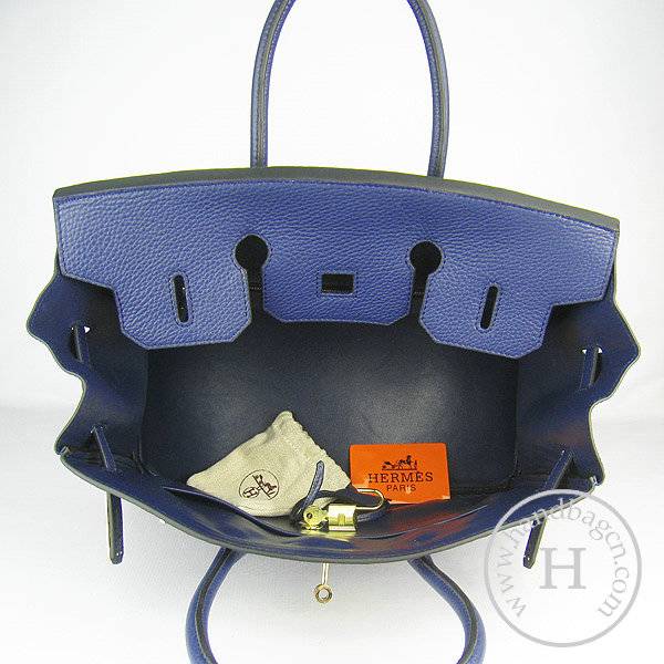 Hermes Birkin 35cm 6089 Dark Blue Calfskin Leather With Gold Hardware