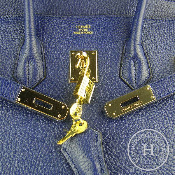 Hermes Birkin 35cm 6089 Dark Blue Calfskin Leather With Gold Hardware