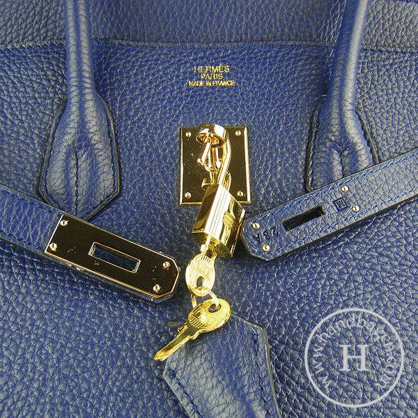 Hermes Birkin 35cm 6089 Dark Blue Calfskin Leather With Gold Hardware