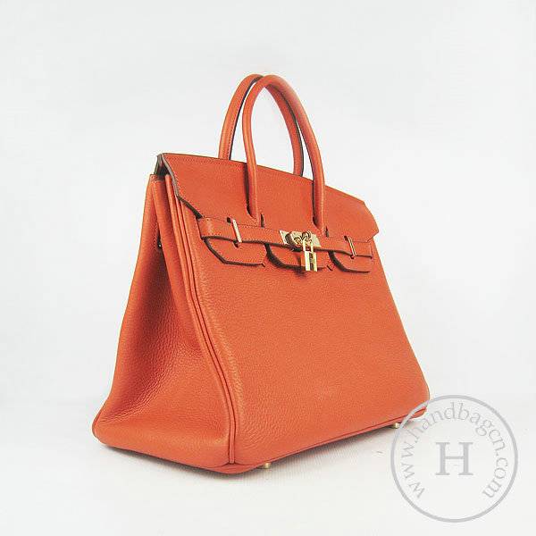 Hermes Birkin 35cm 6089 Orange Calfskin Leather With Gold Hardware