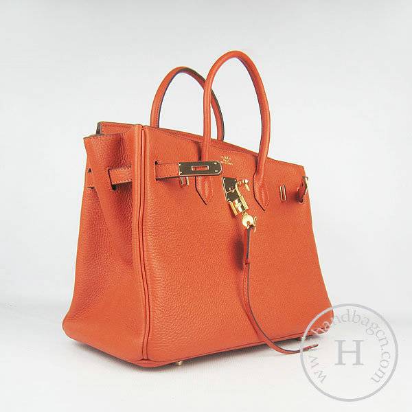 Hermes Birkin 35cm 6089 Orange Calfskin Leather With Gold Hardware