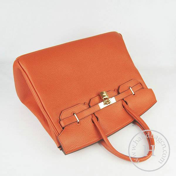 Hermes Birkin 35cm 6089 Orange Calfskin Leather With Gold Hardware