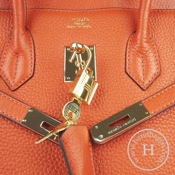 Hermes Birkin 35cm 6089 Orange Calfskin Leather With Gold Hardware