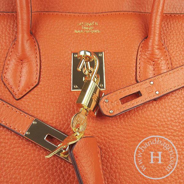 Hermes Birkin 35cm 6089 Orange Calfskin Leather With Gold Hardware