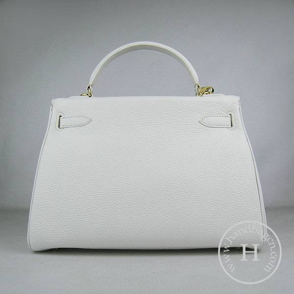 Hermes Mini Kelly 32cm Pouchette 6108 White Calfskin Leather With Gold Hardware