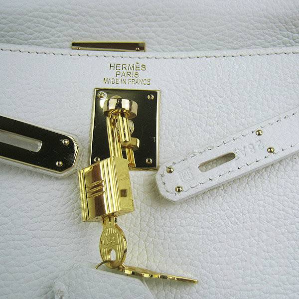 Hermes Mini Kelly 32cm Pouchette 6108 White Calfskin Leather With Gold Hardware