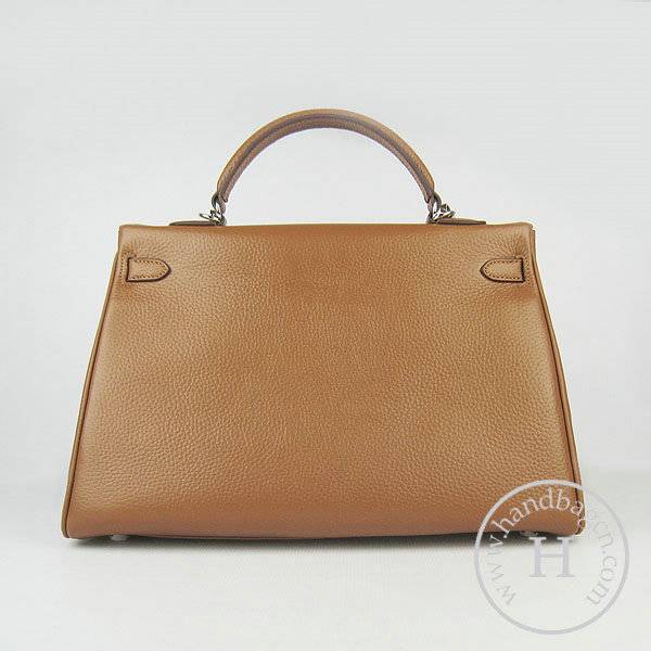 Hermes Mini Kelly 35cm Pouchette 6308 Light Coffee Calfskin Leather With Silver Hardware